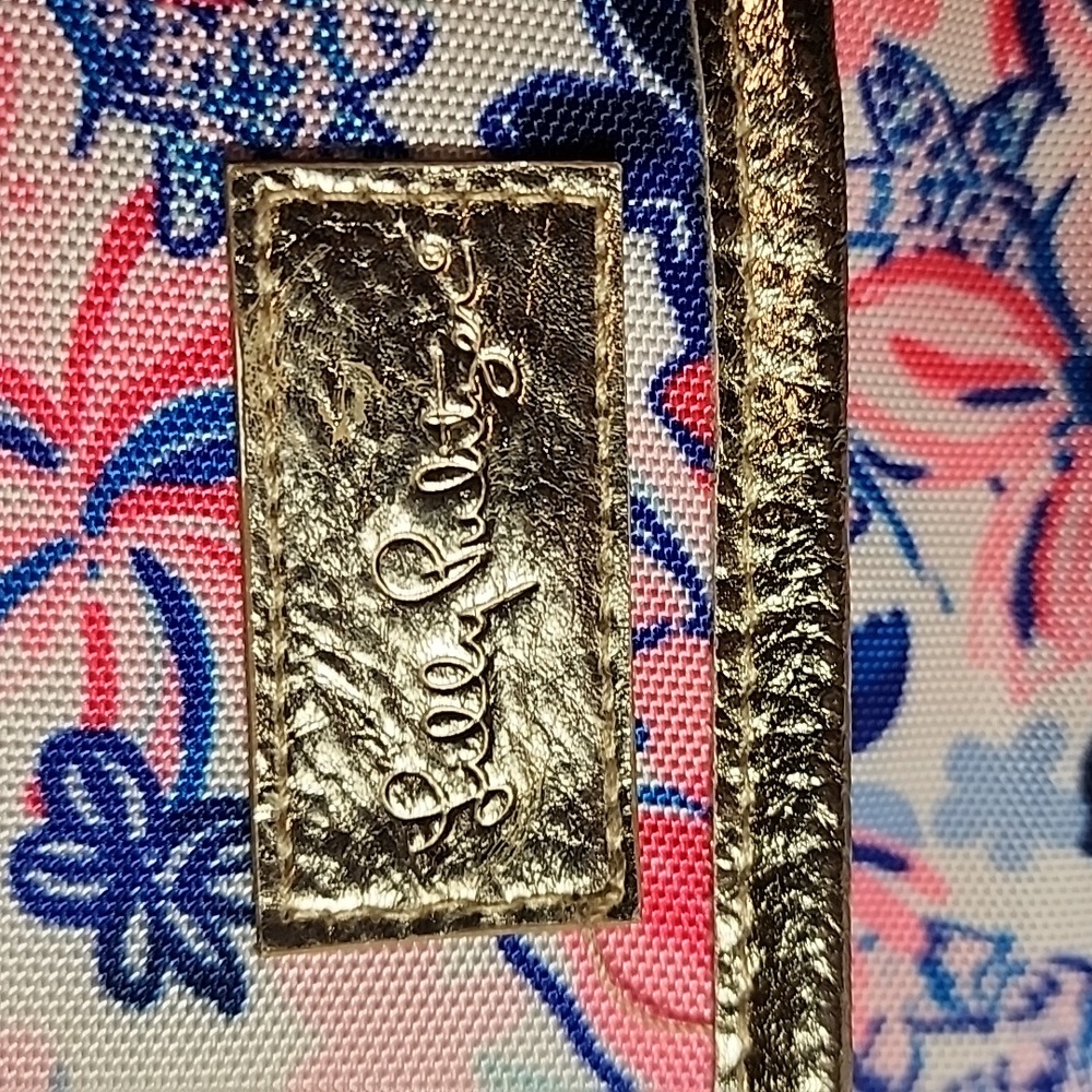 Lilly Pulitzer Pink and Blue Floral Bag with Gold Straps- NWOT - Picture 2 of 11